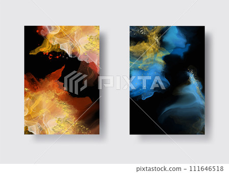Luxury abstract background set of marble liquid ink art. Vector illustration. Luxury abstract background set of marble liquid ink art. Vector illustration. 111646518
