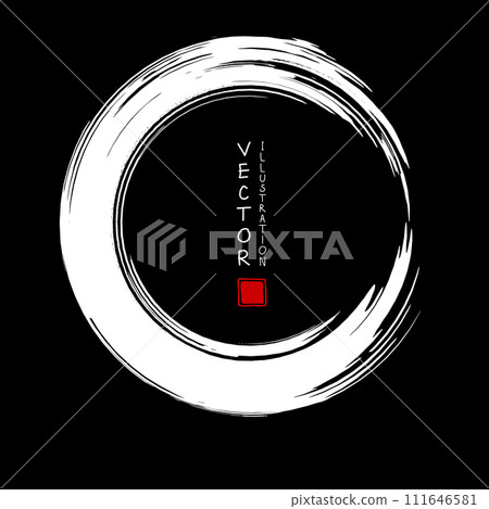 White ink round stroke on black background. White ink round stroke on black background. 111646581