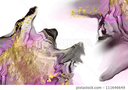 Luxury red, black, gold background marble liquid ink art. Vector illustration. 111646649