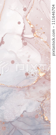 Vector Alcohol ink shape in tender coral and gold. Vector Alcohol ink shape in tender coral and gold. 111646704