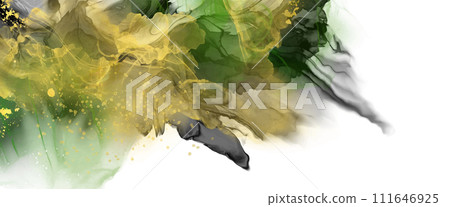 Luxury green, black, gold background marble liquid ink art. Vector illustration. Luxury green, black, gold background marble liquid ink art. Vector illustration. 111646925