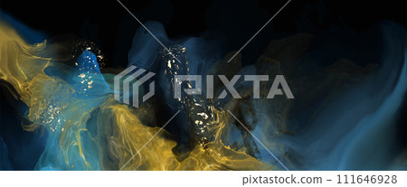 Luxury blue, black, gold background marble liquid ink art. Vector illustration. Luxury blue, black, gold background marble liquid ink art. Vector illustration. 111646928