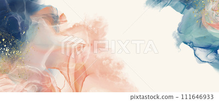 Luxury orange abstract background of marble liquid ink art. Vector illustration. 111646933