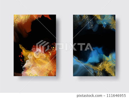Luxury abstract background set of marble liquid ink art. Vector illustration. Luxury abstract background set of marble liquid ink art. Vector illustration. 111646955