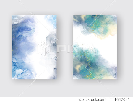 Luxury blue abstract background of marble liquid ink art. Vector illustration. 111647065
