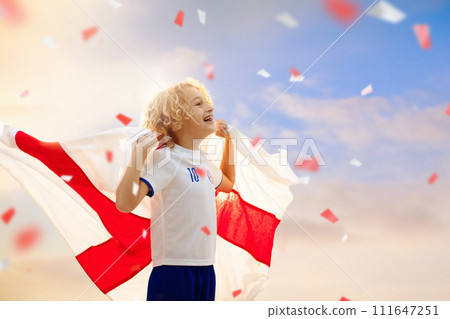 England football team supporter on stadium. 111647251
