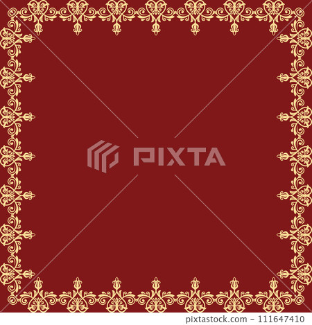 Floral Abstract Square Frame With Arabesques 111647410