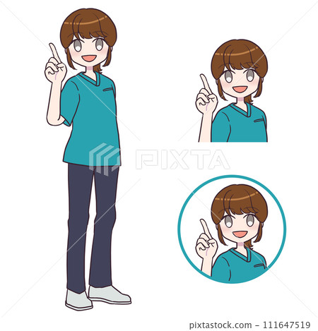 穿著磨砂服的女士提供指導 2 111647519