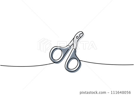 Pet nail clippers one line colored continuous drawing. Animals accessories, pet toy supplies continuous one line illustration. Pet nail clippers one line colored continuous drawing. Animals accessories, pet toy supplies continuous one line illustration. 111648056