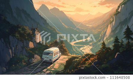 自由冒險的露營車:美麗的山路場景No.022 AI生成圖像 自由冒險的露營車:美麗的山路場景No.022 AI生成圖像 111648508