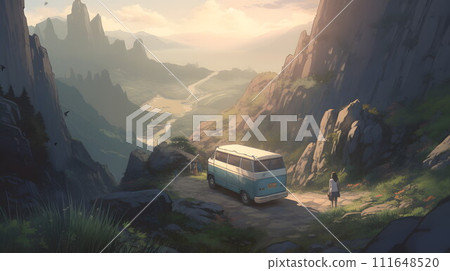 自由冒險的露營車:美麗的山路場景No.016 AI生成圖像 自由冒險的露營車:美麗的山路場景No.016 AI生成圖像 111648520