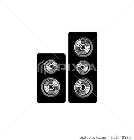 Sound system speakers. Music icon. Musical column speaker bass equipment. Vector illustration 111648523
