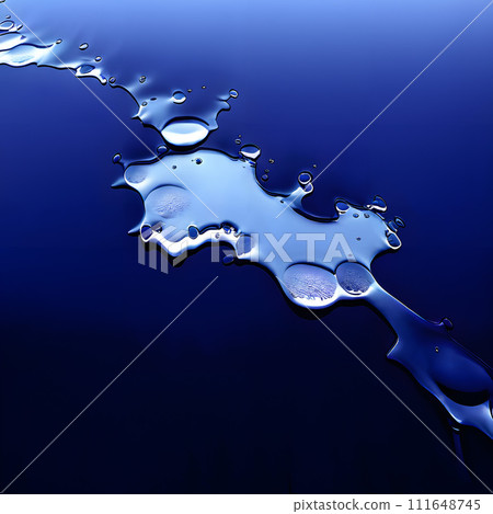 AI-generated content. A close-up view of a blue surface with water droplets - with copy space. 111648745