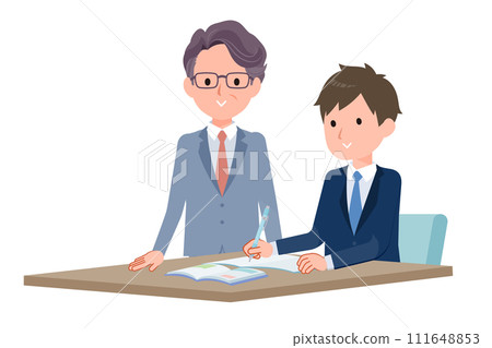 A scene in which a male teacher is teaching students 111648853