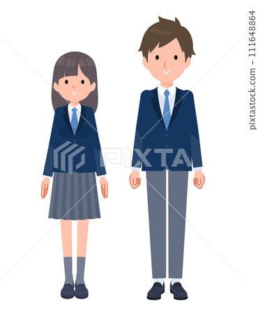 學生男女，面朝前，全身 111648864