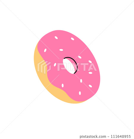 Sweet donut with sprinkles. Bakery sweet pastry food. Vector illustration. 111648955