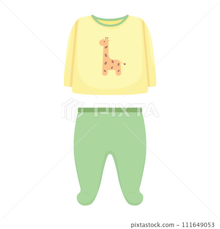 Toddler kids sleep suit. Infant baby clothes. Vector illustration isolated 111649053