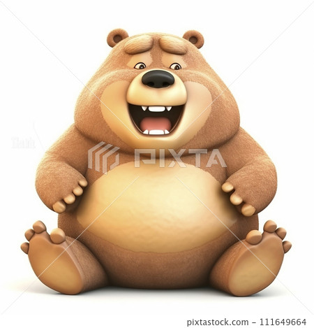 Fat thick cheerful bear, toy bear, very round animal, adorable 3d illustration on white, unusual avatar, Fat thick cheerful bear, toy bear, very round animal, adorable 3d illustration on white, unusual avatar, 111649664