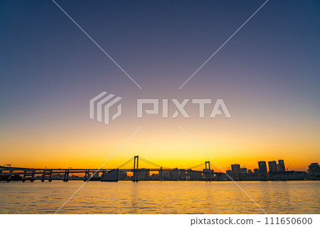 [Magic hour material] Magic hour in Tokyo seen from Toyosu Gururi Park [Tokyo] 111650600