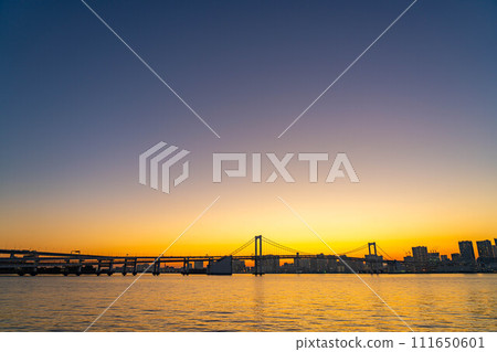 [Magic hour material] Magic hour in Tokyo seen from Toyosu Gururi Park [Tokyo] 111650601