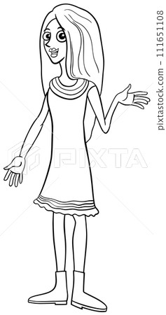 funny cartoon young woman or girl character coloring page 111651108