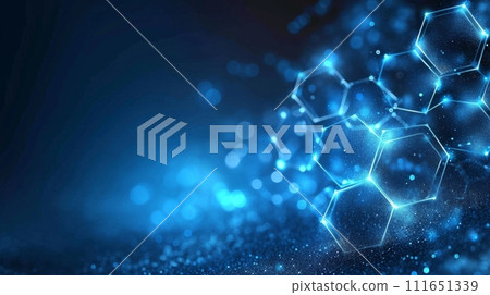 AI-generated content. Abstract Mesh Particles Blue Technology Background. Big Data, Computer Science, Connection, Universe Wallpaper Design 111651339