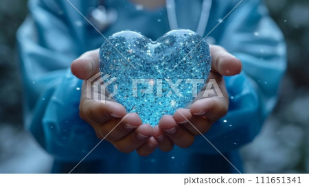 AI-generated content. Abstract Heart Shape in Doctor's Hands. Medical and Self Care Concept. Preventin and Protection  111651341