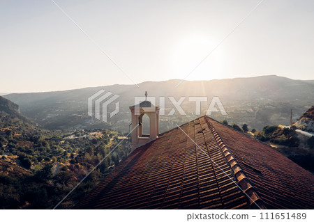 Panagia Chrysokorfitissa church and surroundings at sunset. Limassol District, Cyprus 111651489