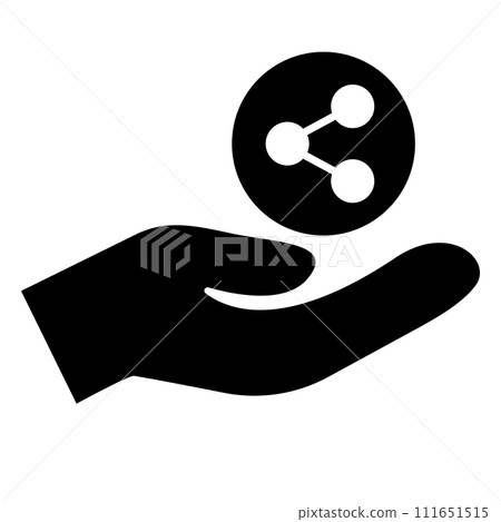 共享圖示和手部輪廓圖示。向量。 111651515