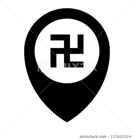 Swastika map pin. Map pin for temple map symbol. vector. 111651524