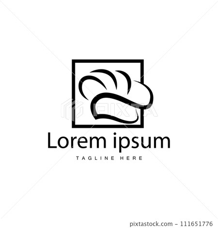 Simple Chef Hat Logo Design, Template Silhouette Vector Illustration 111651776