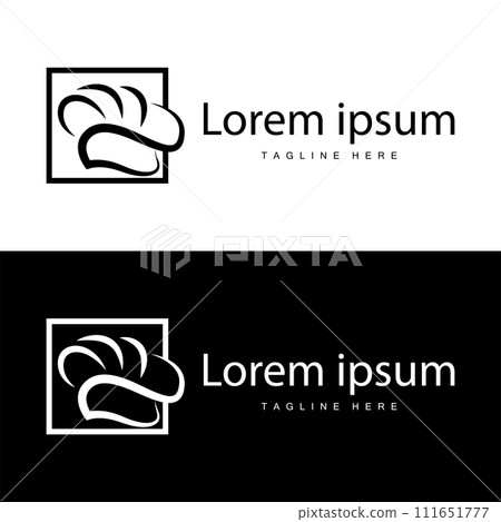 Simple Chef Hat Logo Design, Template Silhouette Vector Illustration 111651777
