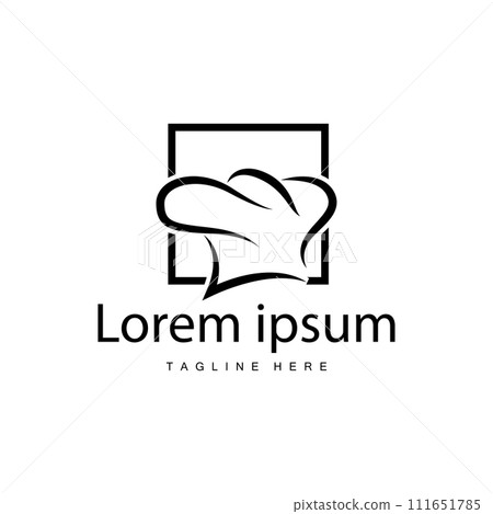 Simple Chef Hat Logo Design, Template Silhouette Vector Illustration 111651785