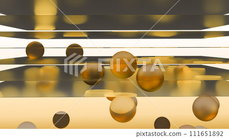 漂浮的玻璃球和玻璃環CG背景素材 111651892