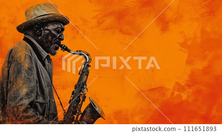 AI-generated content. Silhouette with African American saxophonist 111651893