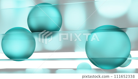 漂浮的玻璃球和玻璃環CG背景素材 漂浮的玻璃球和玻璃環CG背景素材 111652338