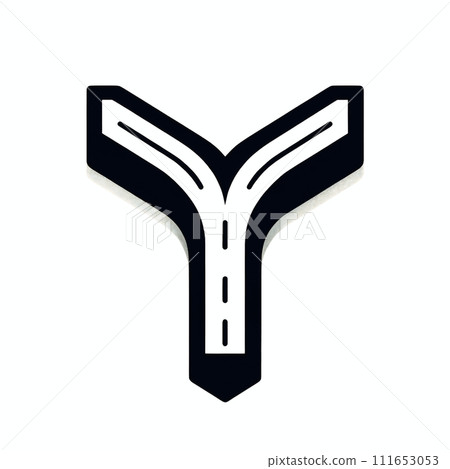 A simple illustration of a fork in the road 111653053