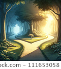 A forest path that splits into left and right A forest path that splits into left and right 111653058