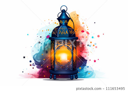 Colorful Ramadan Lantern Illustration on white Colorful Ramadan Lantern Illustration on white 111653495