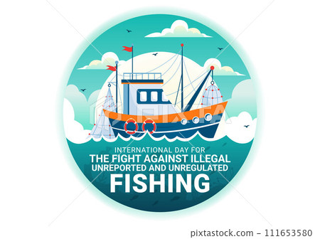 International Day for the Fight Against Illegal, Unreported and Unregulated Fishing Vector Illustration with Rod Fish in Flat Cartoon Background International Day for the Fight Against Illegal, Unreported and Unregulated Fishing Vector Illustration with Rod Fish in Flat Cartoon Background 111653580