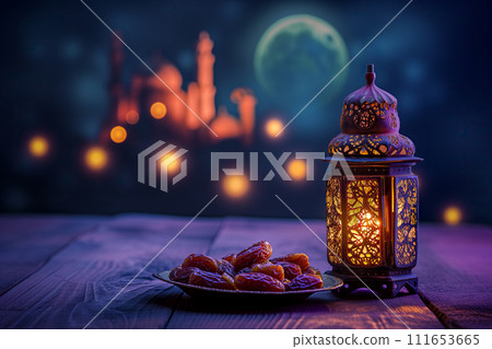Ramadan Lantern and plate of Figs Ramadan Lantern and plate of Figs 111653665