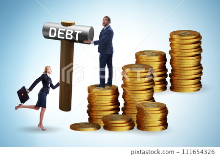 Businessman in loan and debt concept Businessman in loan and debt concept 111654326