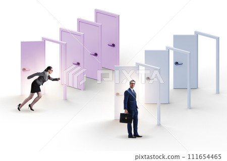 Business people and many doors of opportunities 111654465