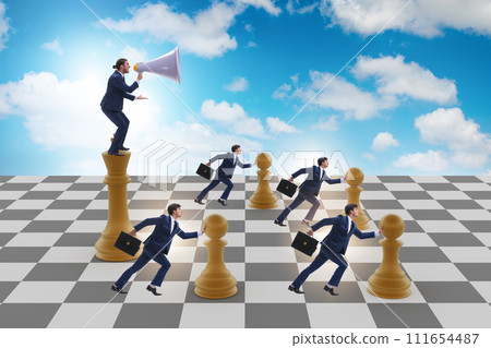 Businessman shouting in the game of chess Businessman shouting in the game of chess 111654487