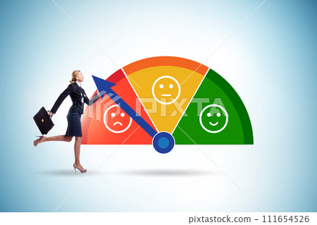 Satisfaction meter in customer opinion concept 111654526