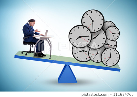Businessman in deadline and time pressure concept 111654763