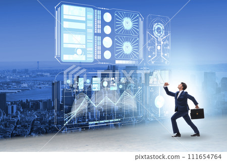 Businessman in visual analytics business concept 111654764