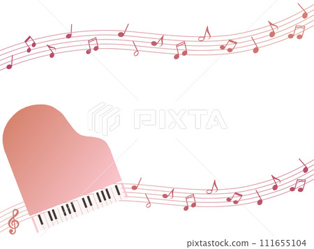 Bingkai grand piano dan lembaran musik merah mudaBingkai grand piano dan lembaran musik merah muda  