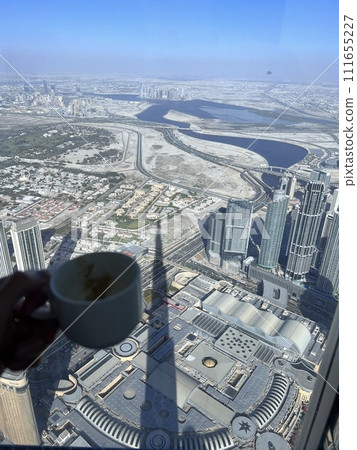 panorama view from the Top of burj khalifa in Dubai 111655227