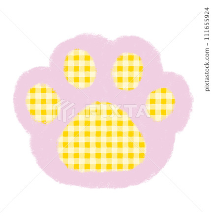 Yellow plaid paw icon crayon touch 111655924